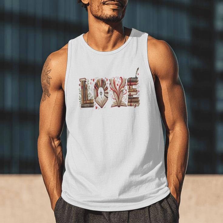 Librarian Reader Books Valentine Teacher Valentines Teach Men Tank Top