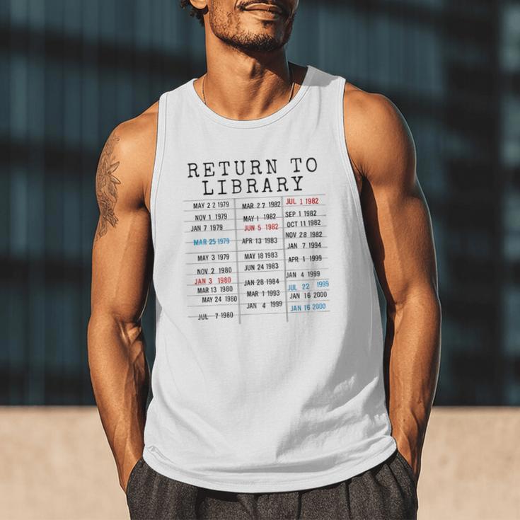 Library Card Due Date Stamp Book Lover Reading Vintage Read Men Tank Top