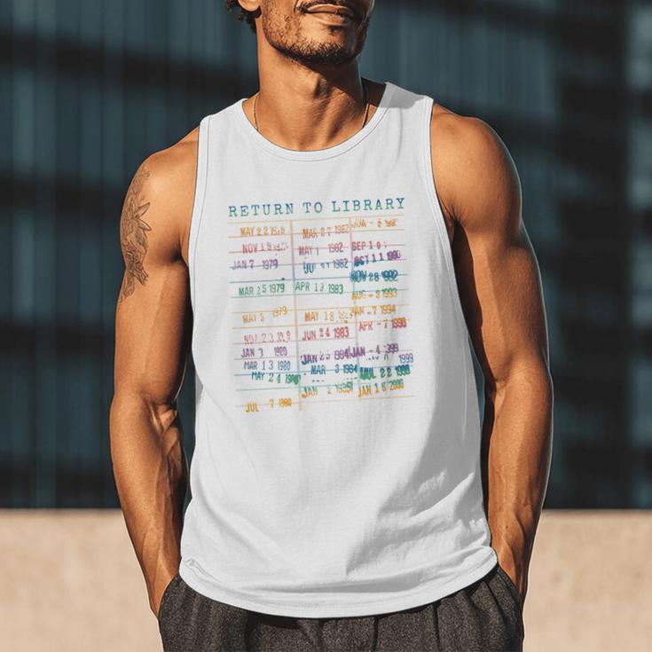 Library Card Vintage Book Due Date Bookish Rainbow Reading Men Tank Top