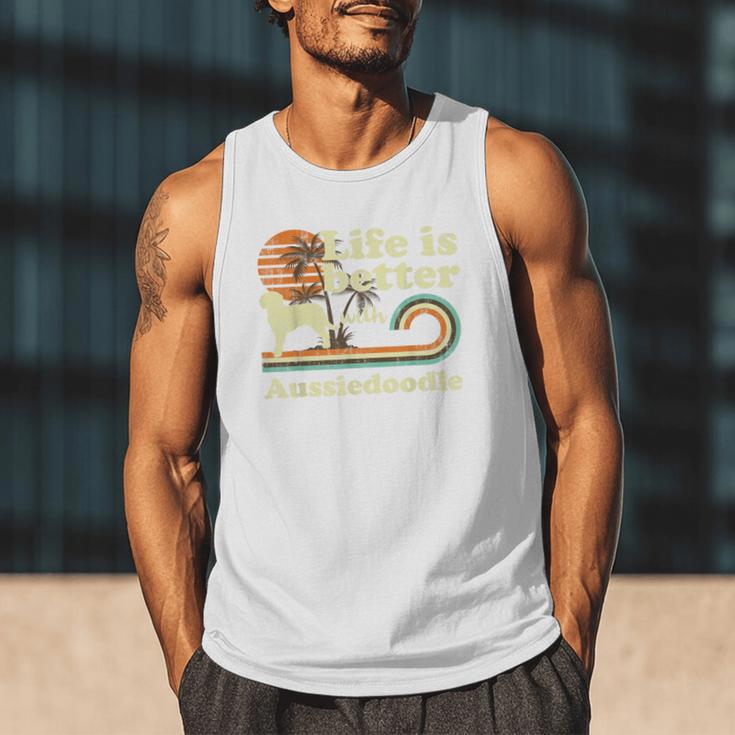 Life Better Aussiedoodle Vintage Dog Mom Dad Men Tank Top