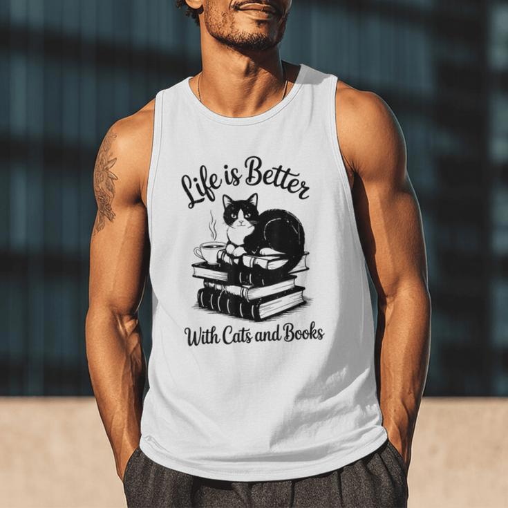 Life Is Better With Cats & Books Tuxedo Cat Mom Women Men Tank Top Life Is Better With Cats & Books Tuxedo Cat Mom Women Men Tank Top