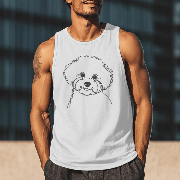 Line Art Dad Mom Dog Bichon Frise Men Tank Top