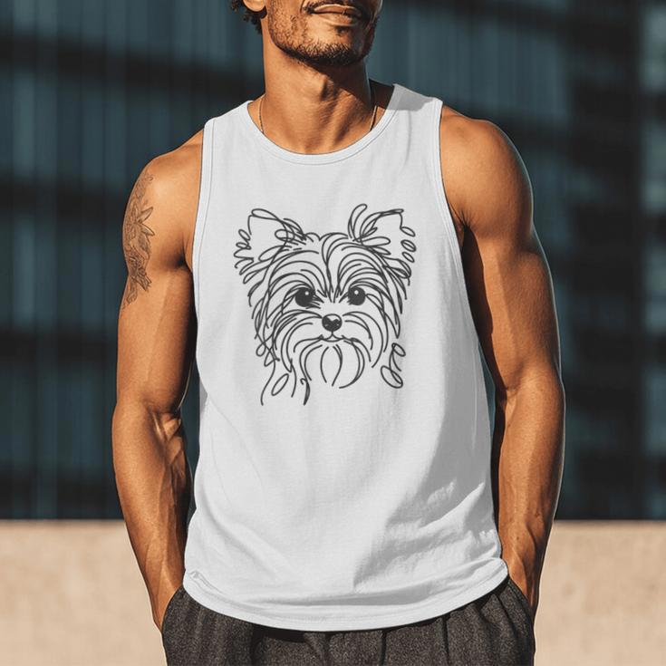 Line Art Dad Mom Dog Teecup Yorkie Men Tank Top