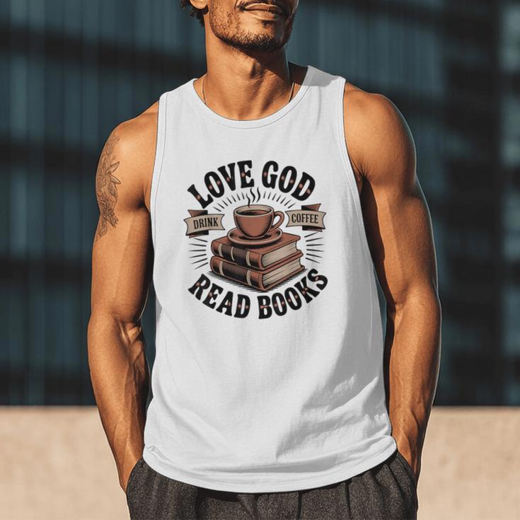 Love God Drink Coffee Read Books – Vintage Spiritual Reading Men Tank Top Love God Drink Coffee Read Books – Vintage Spiritual Reading Men Tank Top