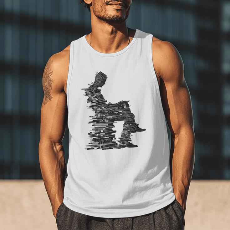 Men Pixel Art Geometric Book Human Drawing Graphic Men Men Tank Top