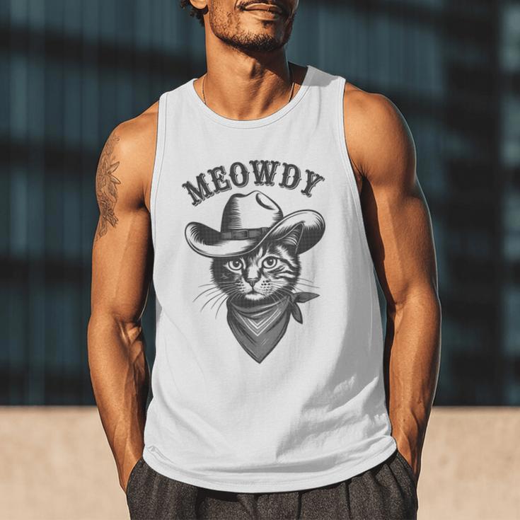 Meowdy Cat Cowboy Western Graphic Cat Lady Cat Dad Men Tank Top Meowdy Cat Cowboy Western Graphic Cat Lady Cat Dad Men Tank Top