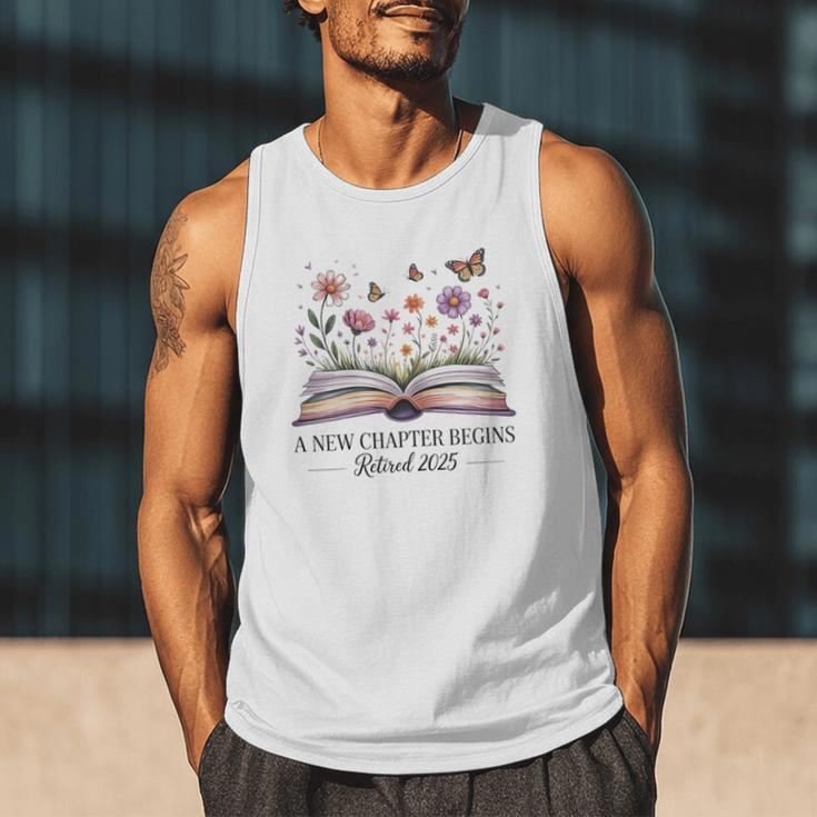 a New Chapter Begins Retired 2025 Floral Book Retirement Men Tank Top