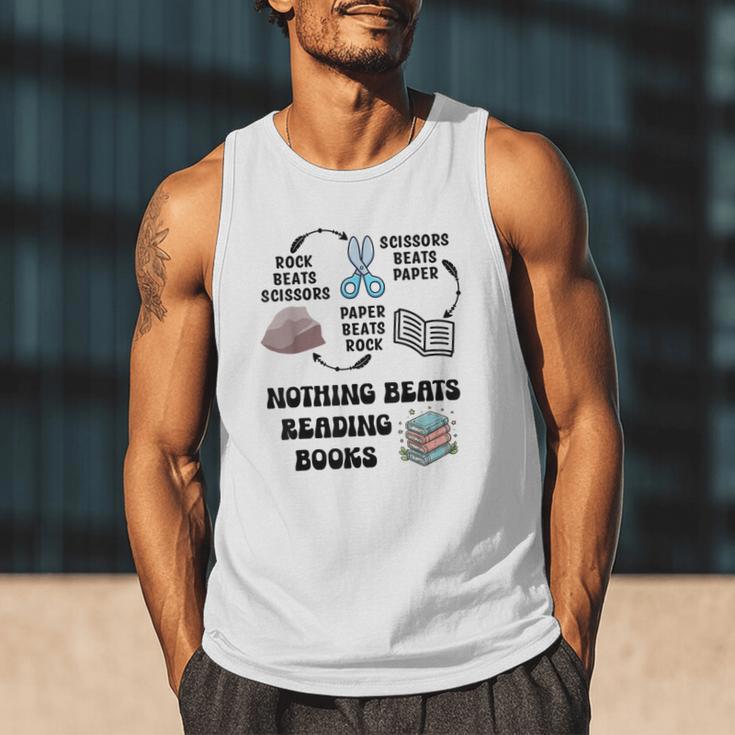 Nothing Beats Reading Rock Paper Scissors Reader Book Lover Men Tank Top