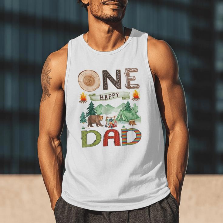 One Happy Dad Camper 1st Birthday Boy Camping Bear Men Tank Top