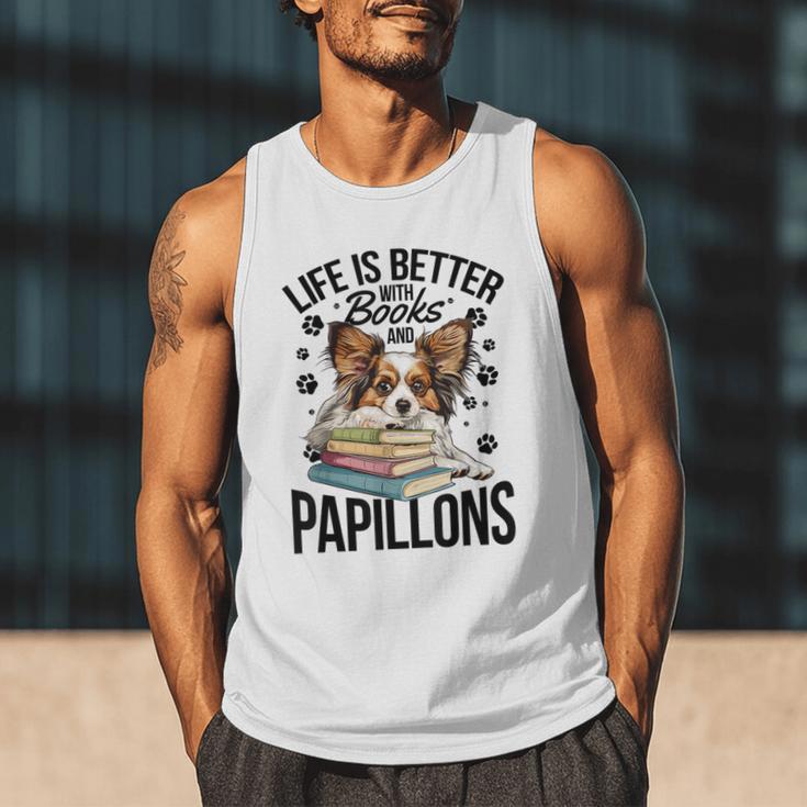 Papillon Dog Breed Life Is Better With Books And Papillons Men Tank Top