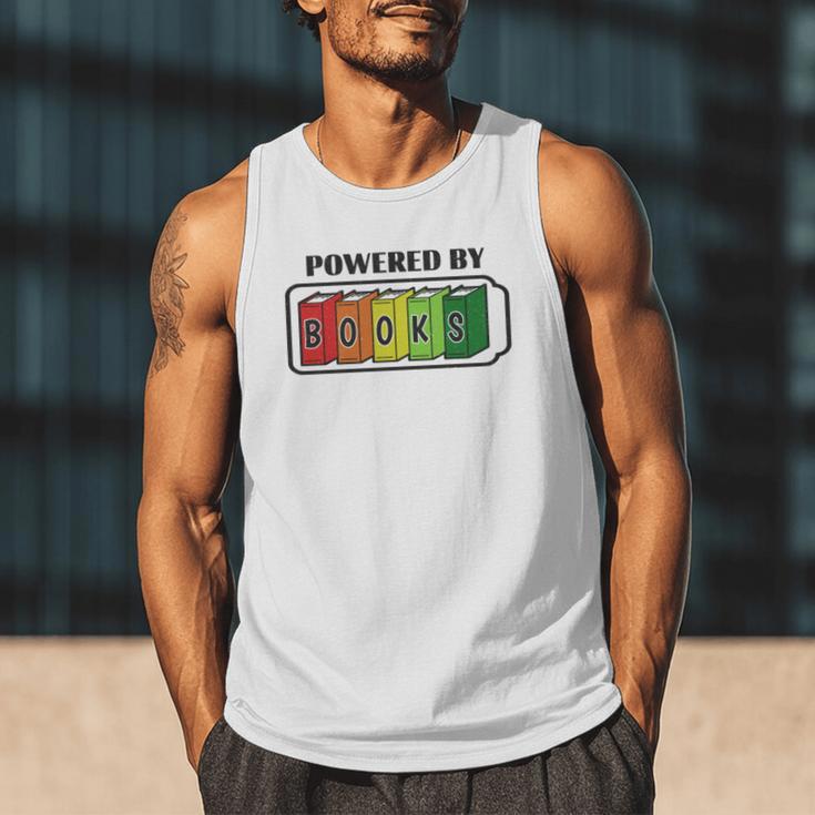 Powered By Books Bookworm Librarian Reading Men Tank Top
