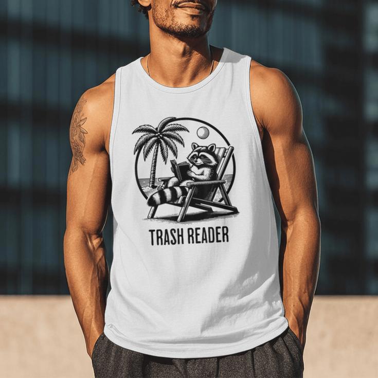 Raccoon Reading Books Summer Humor Trash Reader Men Tank Top