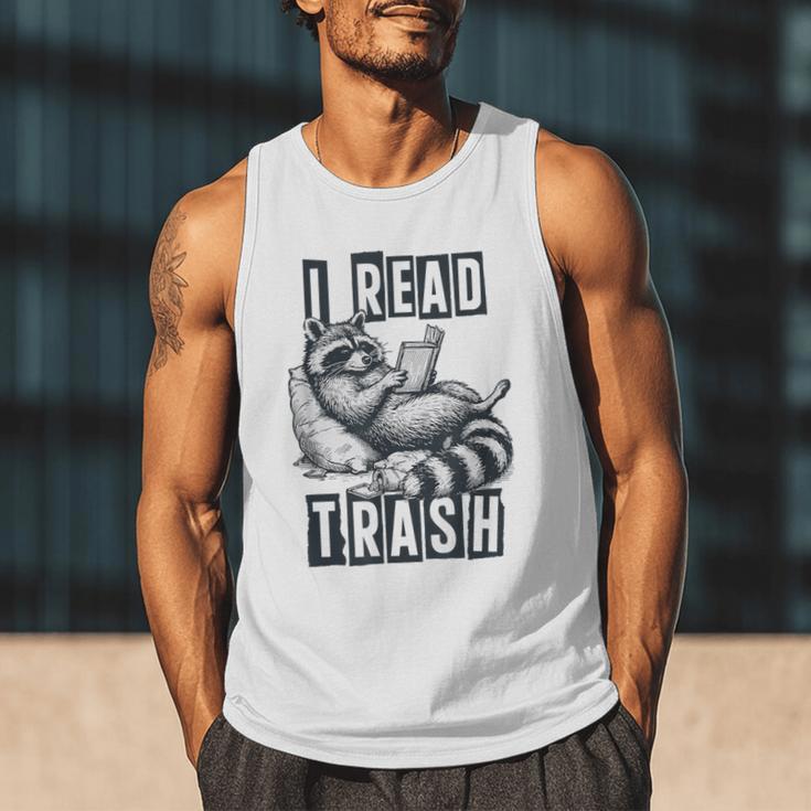 Racoon Reading Spicy Smutty Book Booktok I Read Trashy Books Men Tank Top