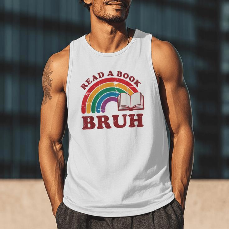 Read A Book Bruh Rainbow Vintage Reading Library Student Men Tank Top