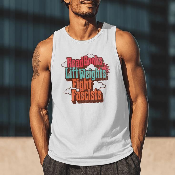 Read Books Lift Weights Fight Fascists Reading No Kings Premium Tri-Blend Men Tank Top