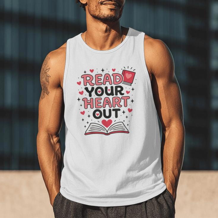 Read Your Heart Out Love Book Valentine Teacher Bookworm Men Tank Top