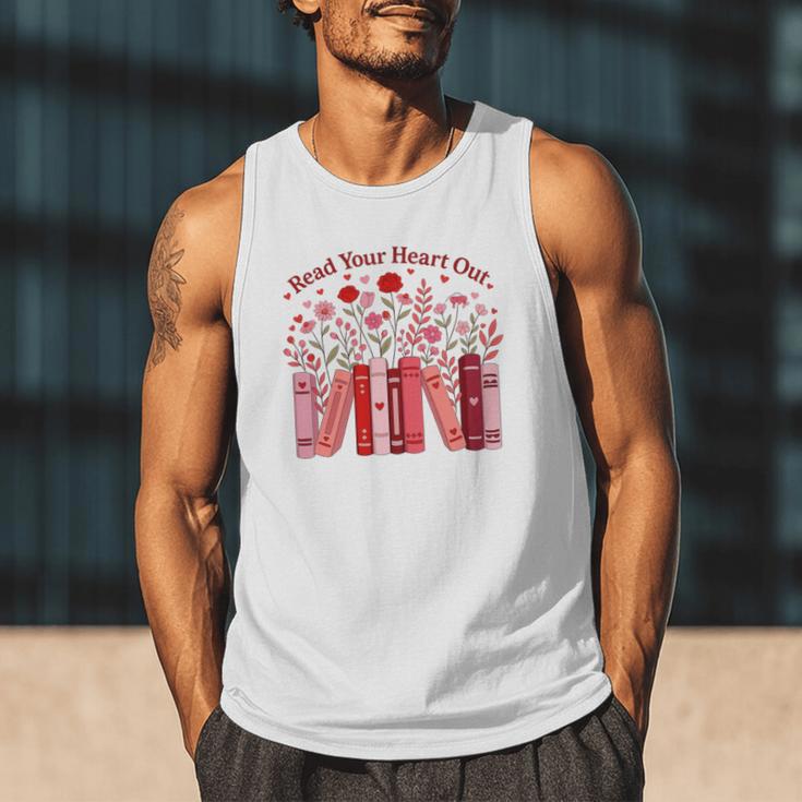 Read Your Heart Out Teacher Valentines Day Reading Book Men Tank Top