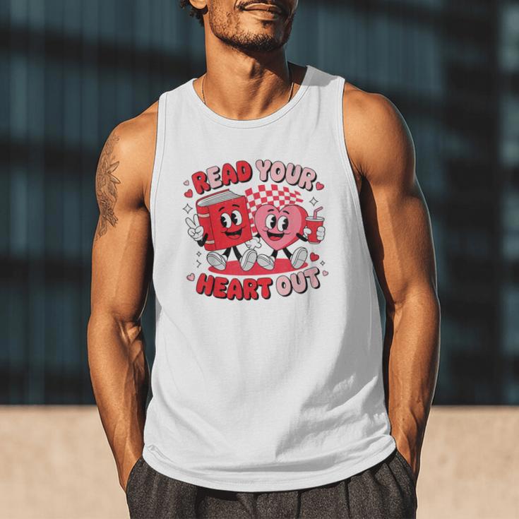 Read Your Heart Out Valentine's Day Retro Teacher Bookish Men Tank Top Read Your Heart Out Valentine's Day Retro Teacher Bookish Men Tank Top