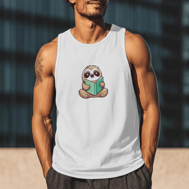 I Read Past My Bedtime Reading Sloth Book Lover Men Tank Top