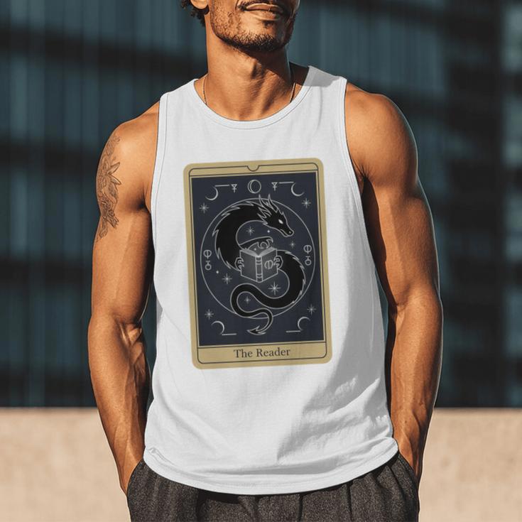 The Reader Tarot Card Mystic Dragon Book Magic Men Tank Top The Reader Tarot Card Mystic Dragon Book Magic Men Tank Top