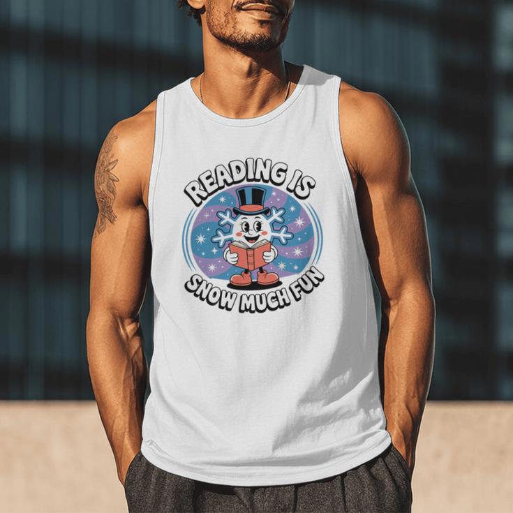 Reading Is Snow Much Fun Snowflake Book Lovers Winter Theme Premium Tri-Blend Men Tank Top