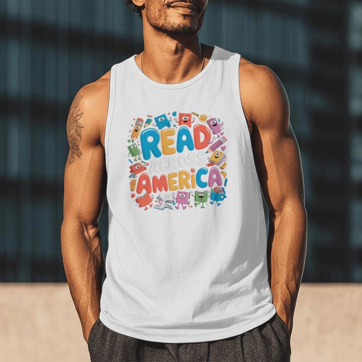 Reads Across Tee America Reading Teacher Books Reader Kids Men Tank Top Reads Across Tee America Reading Teacher Books Reader Kids Men Tank Top