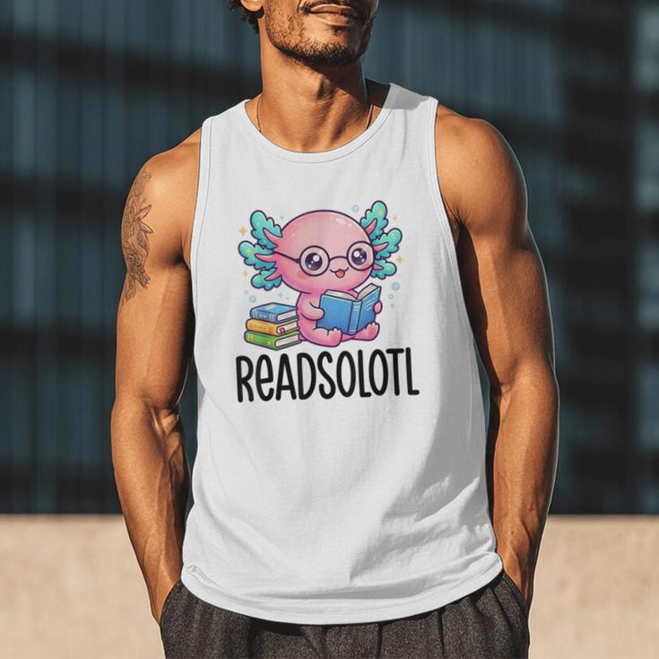 Readsolotl Cute Axolotl Reading Book Kawaii Pink Aesthetic Men Tank Top Readsolotl Cute Axolotl Reading Book Kawaii Pink Aesthetic Men Tank Top