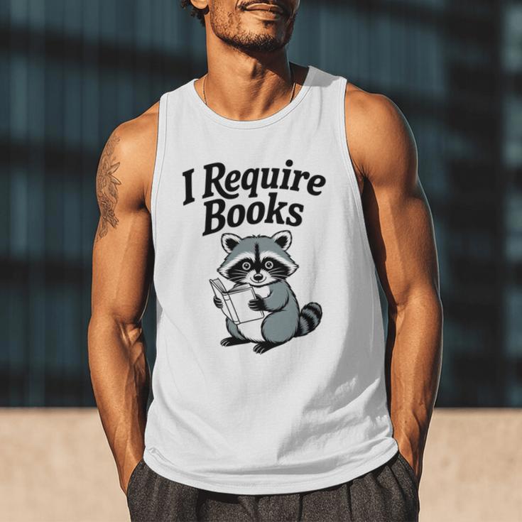 I Require Books Raccoon Reading For Book Lovers Men Tank Top