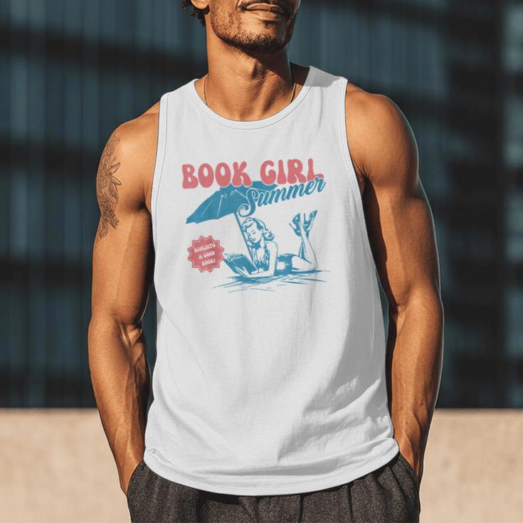 Retro Book Girl Summer Beach Vacation For Book Lover Men Tank Top Retro Book Girl Summer Beach Vacation For Book Lover Men Tank Top