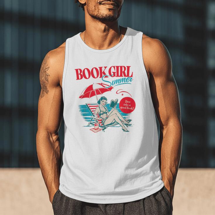 Retro Book Girl Summer For Women Beach Reading Men Tank Top