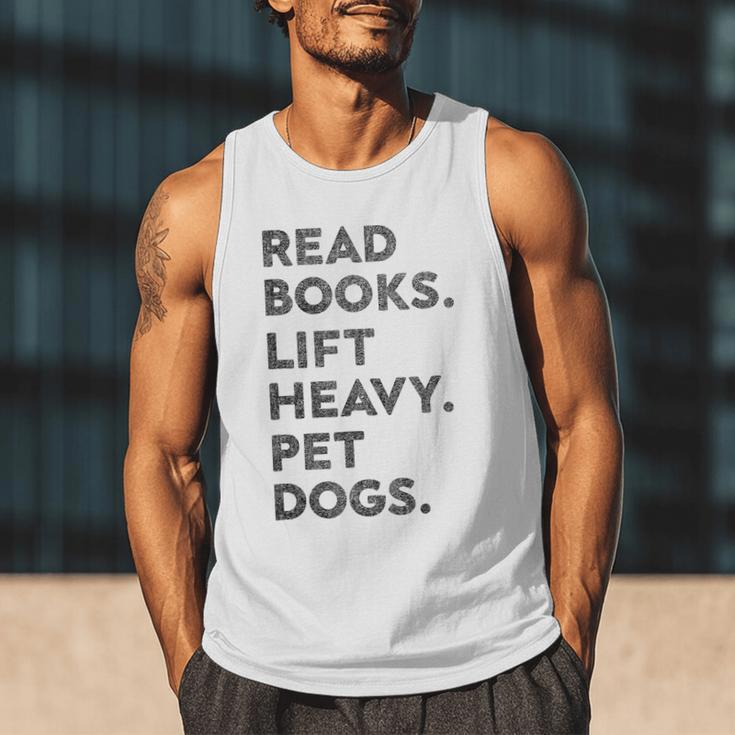 Retro Gym Book Lover Read Books Lift Heavy Pet Dogs Men Tank Top