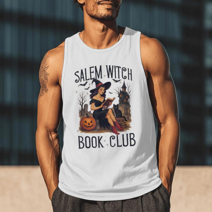 Salem Witch Book Club Bookish Retro Halloween Cat Men Tank Top