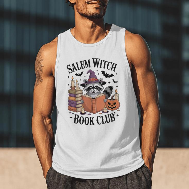 Salem WItch Book Club Halloween Raccoon Witch Reading Book Men Tank Top