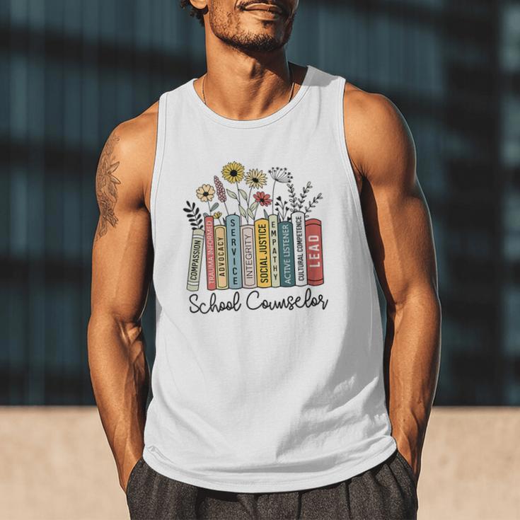 School Counselor Wildflower Book School Counseling Life Men Tank Top