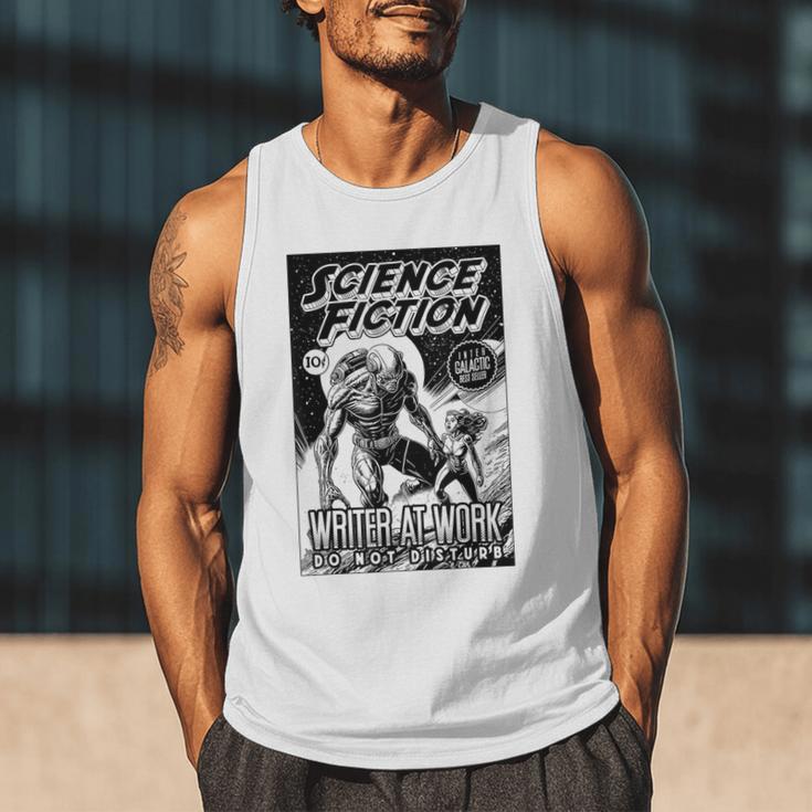 Science Fiction Writer At Work Vintage Book Cover Men Tank Top Science Fiction Writer At Work Vintage Book Cover Men Tank Top