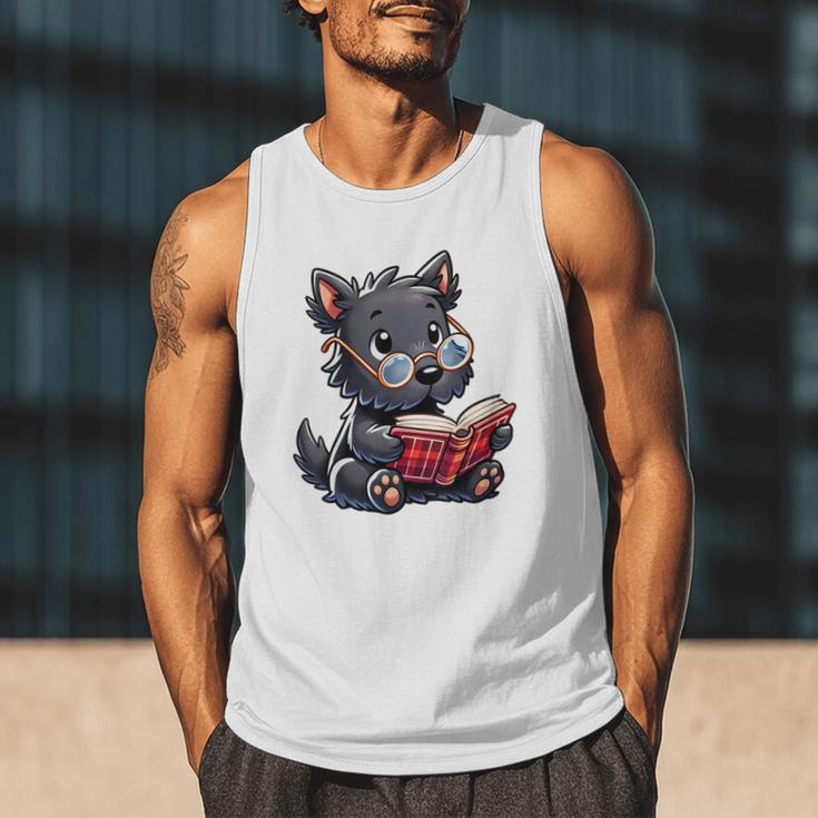 Scottish Terrier Reading a Book Dog Men Tank Top