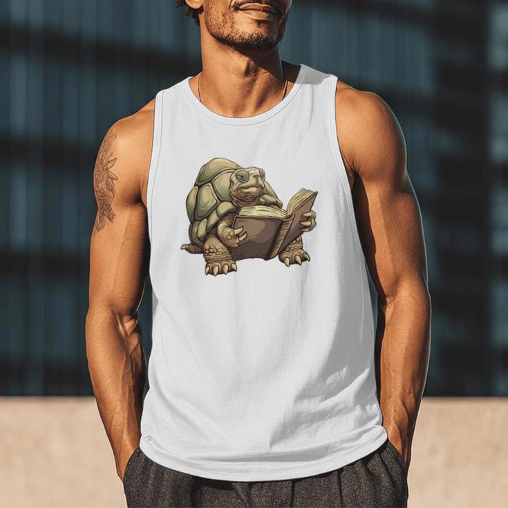 Sulcata Tortoise Reading A Book Men Tank Top