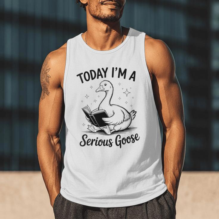 Today I'm A Serious Goose Animal Reading Book Lovers Men Tank Top