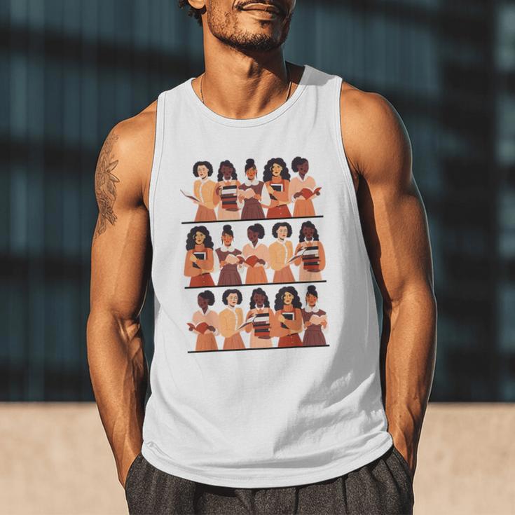 History Month Educated Black Women Girls Reading Books Men Tank Top