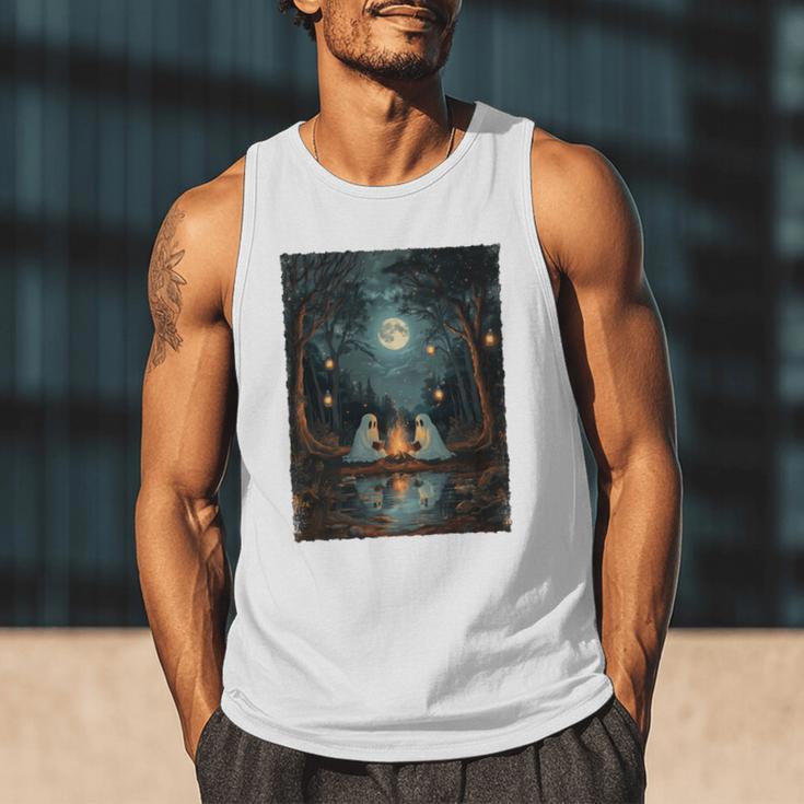 Vintage Ghost Book Reading Camping Gothic Halloween Teachers Men Tank Top Vintage Ghost Book Reading Camping Gothic Halloween Teachers Men Tank Top