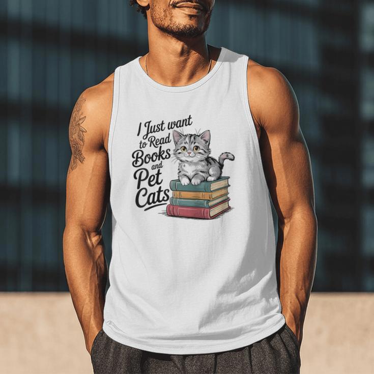 Vintage I Just Want To Read Books And Pet Cats Cat Raglan Baseball Tee Men Tank Top