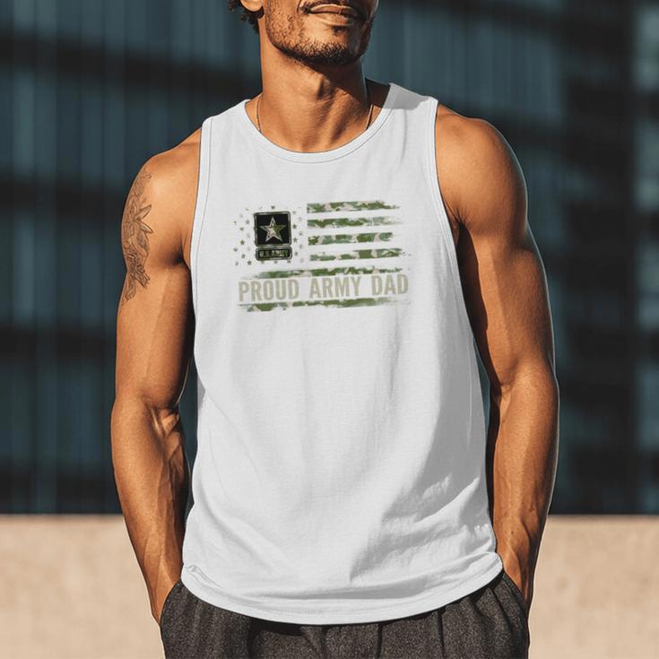 Vintage Proud Army Dad Camo American Flag Veteran Men Tank Top