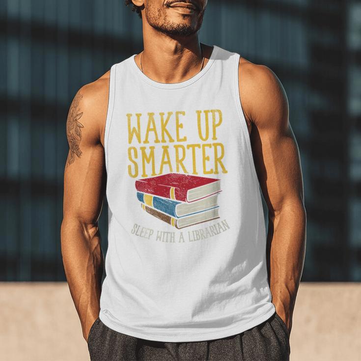 Wake Up Smarter Librarian Book Stack Premium Tri-Blend Men Tank Top