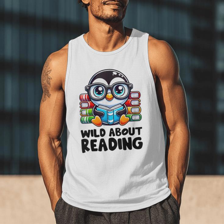 Wild About Reading Book Lover Penguin Men Tank Top