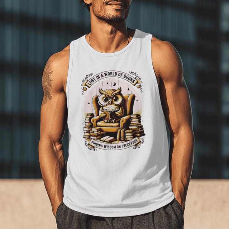Wise Owl Reading Books Men Tank Top Wise Owl Reading Books Men Tank Top