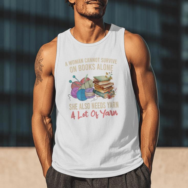 A Woman Cannot Survive On Books Alone She Needs Yarn Crochet Premium Tri-Blend Men Tank Top
