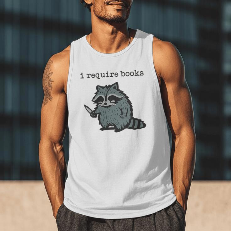 Women's i Require Books Raccoon Men Tank Top