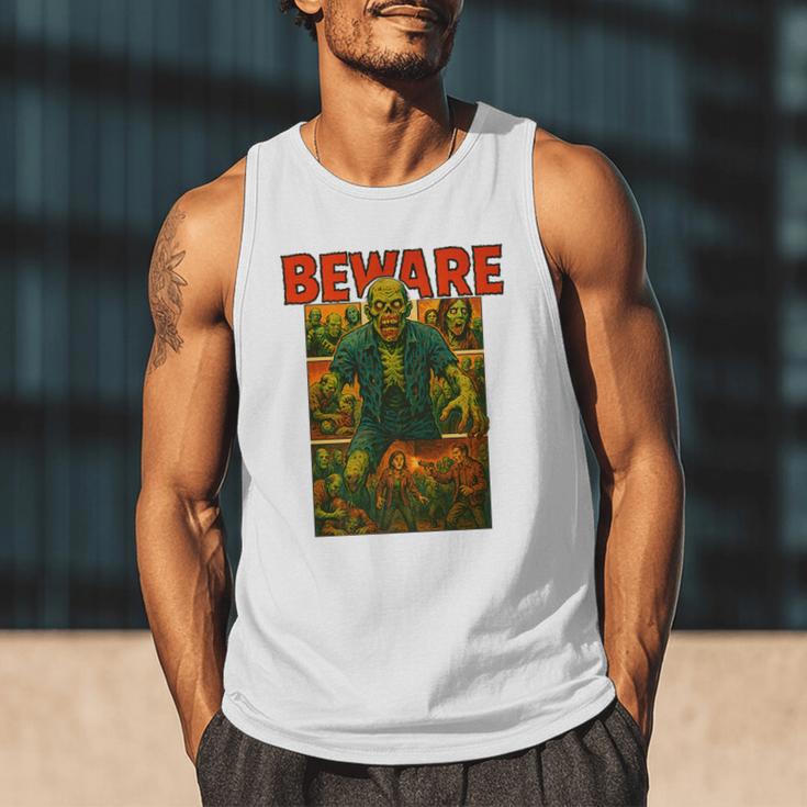 Zombie Tee Horror Movie Poster Vintage Comic Book Graphic Premium Men Tank Top