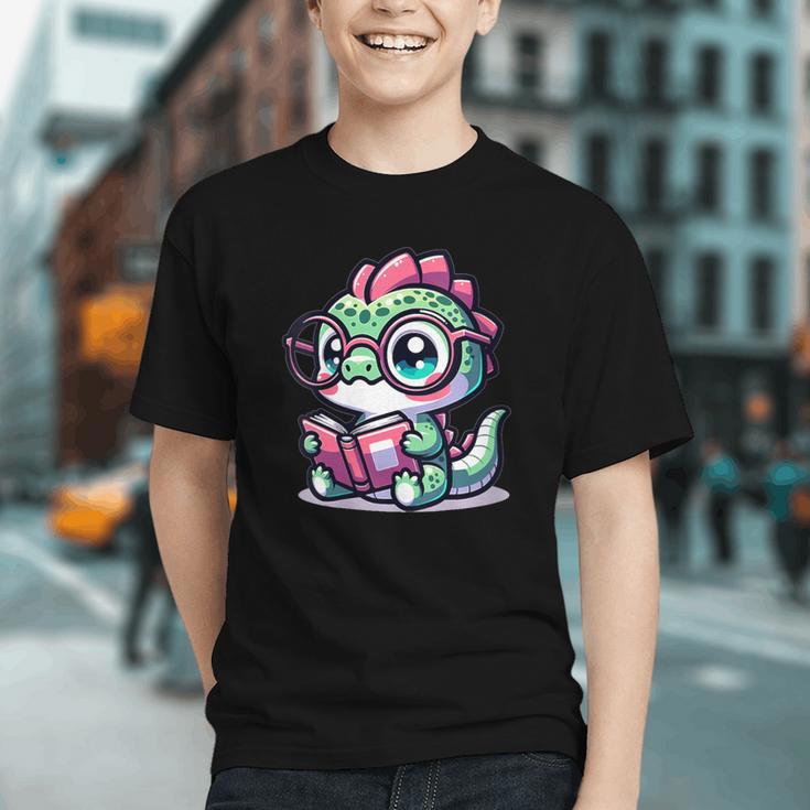Adorable Book Lover Basilisk With Reading Glasses Cute Graphic Youth