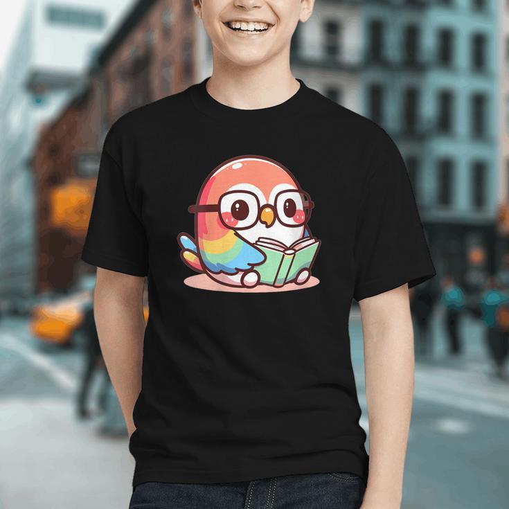 Adorable Book Lover Parrot With Reading Glasses Cute Graphic Youth